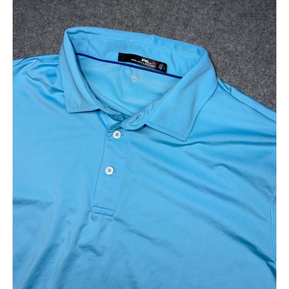 RLX Ralph Lauren Polo Shirt Mens Large Blue Wicking Golf Performance Activewear